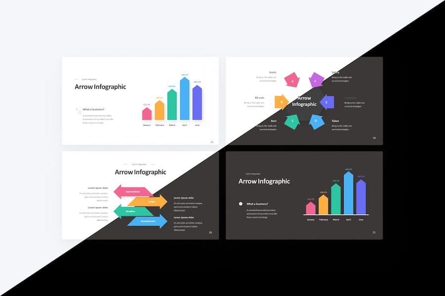 彩色箭头指向图形keynote模板 - 顶尖PPT