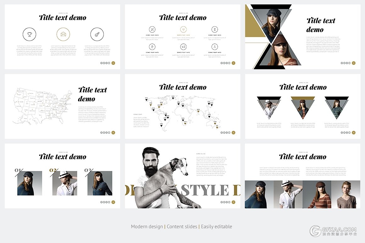 16种配色简约大气土豪金系列PPT模板 - 顶尖PPT