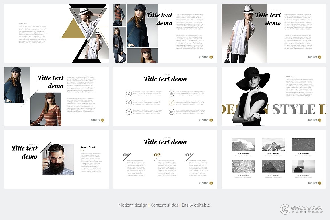 16种配色简约大气土豪金系列PPT模板 - 顶尖PPT