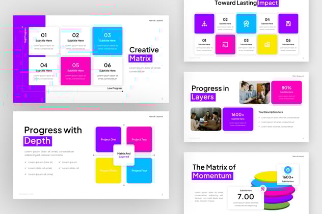 矩阵和分层信息图形keynote模板 - 顶尖PPT