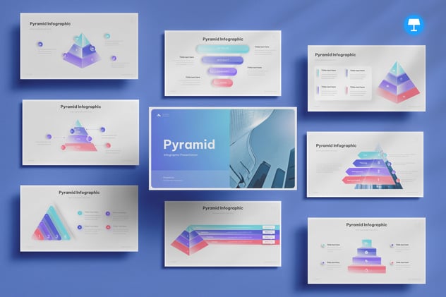 新拟态风渐变色金字塔图形keynote模板 - 顶尖PPT