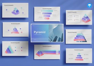 新拟态风渐变色金字塔图形keynote模板 - 顶尖PPT