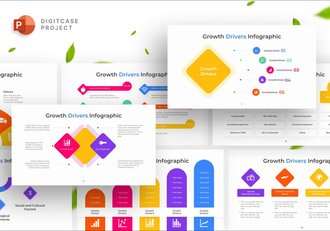 彩色创意数据增长信息图形PPT模板 - 顶尖PPT