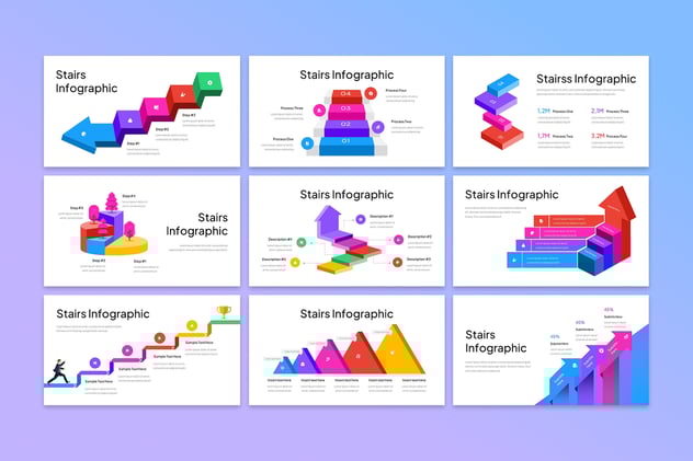 彩色楼梯信息图形PPT模板 - 顶尖PPT