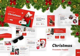 红色喜庆创意圣诞快乐圣诞节祝福PPT模板 - 顶尖PPT