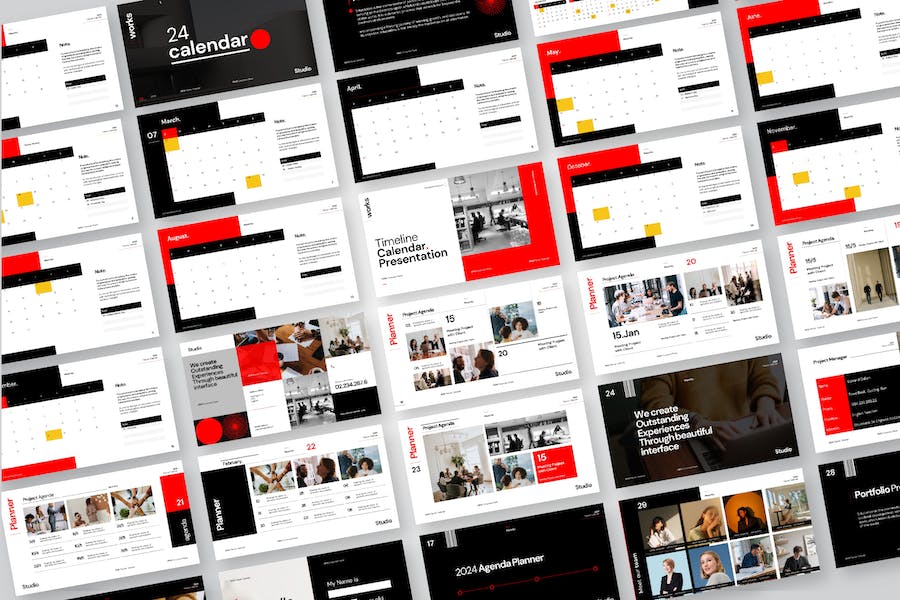 商业策划计划书工作排期规划日历农历PPT模板 - 顶尖PPT