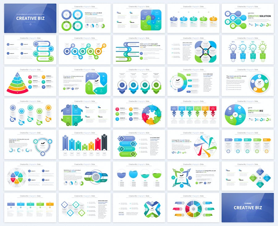 多色彩创意商务信息图表keynote模板 - 顶尖PPT