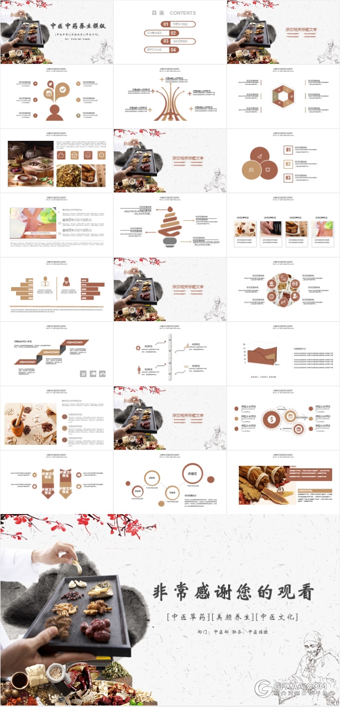 古香古色中药中医文化中医养生ppt模板 - 顶尖PPT
