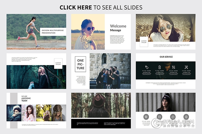 86页简约摄影图片展示人物写真PPT模板 - 顶尖PPT