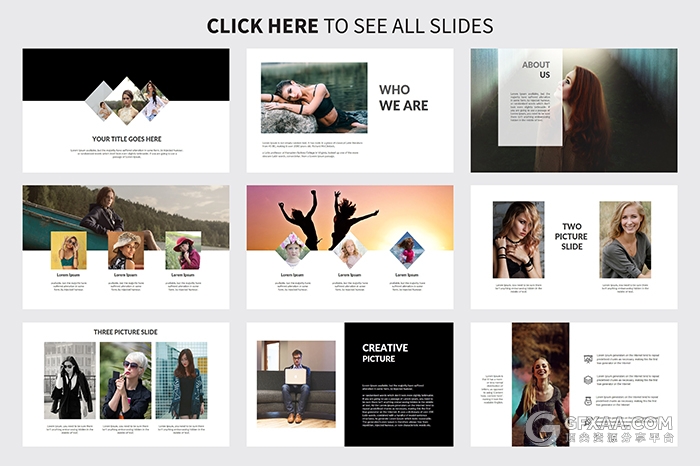 86页简约摄影图片展示人物写真PPT模板 - 顶尖PPT