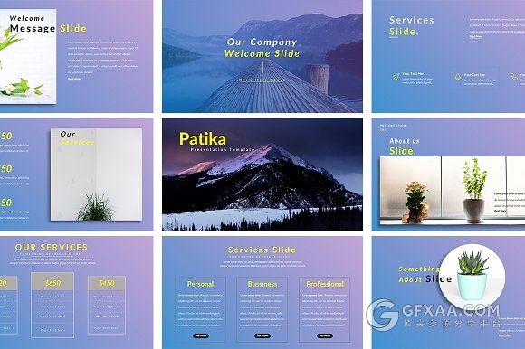 96页紫蓝渐变色系工作总结汇报keynote模板 - 顶尖PPT