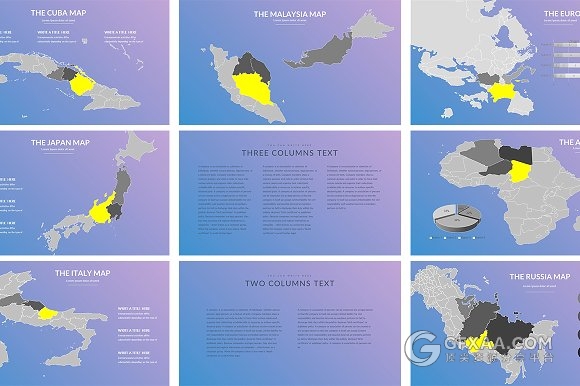 96页紫蓝渐变色系工作总结汇报keynote模板 - 顶尖PPT