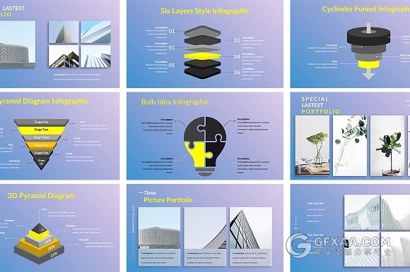 96页紫蓝渐变色系工作总结汇报keynote模板 - 顶尖PPT