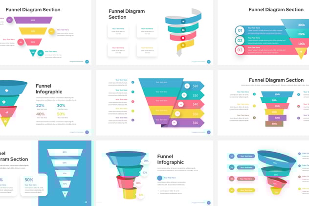 营销漏斗客户转化分析信息图形PPT模板 - 顶尖PPT