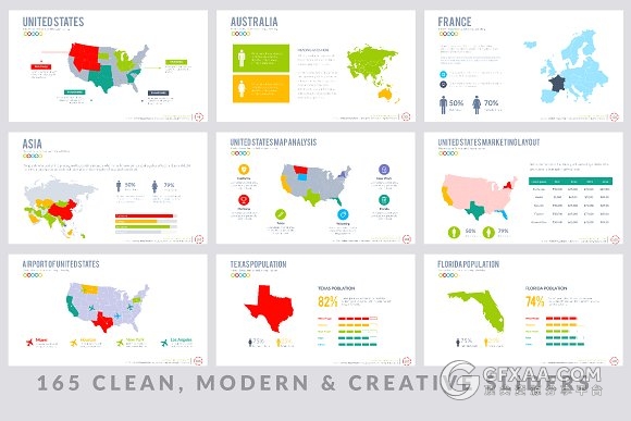 165页卡通风格立体多色系图形图表PPT模板 - 顶尖PPT