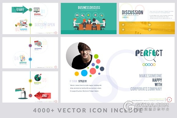 165页卡通风格立体多色系图形图表PPT模板 - 顶尖PPT