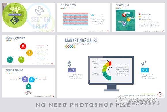 165页卡通风格立体多色系图形图表PPT模板 - 顶尖PPT