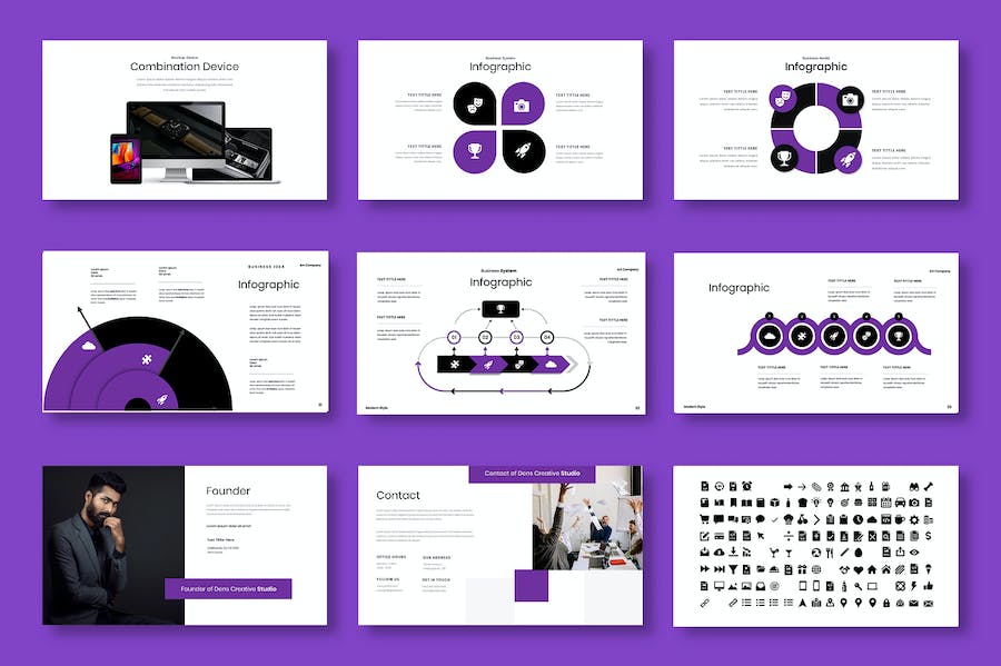 紫色大气商业计划企业合作团队介绍商务通用PPT模板 - 顶尖PPT