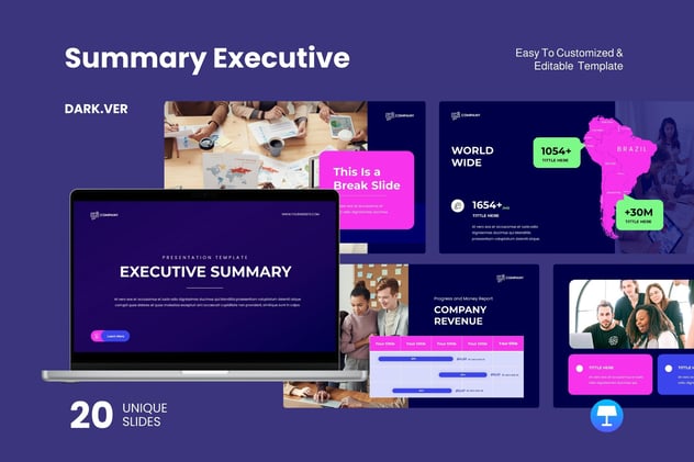 深色版本商业汇报提案战略沟通keynote模板 - 顶尖PPT