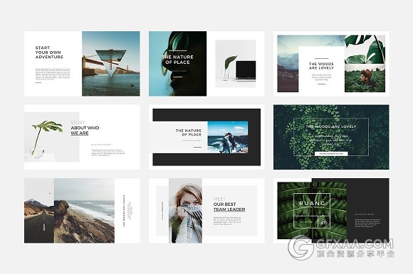 简约大气摄影图片展示杂志画册PPT模板 - 顶尖PPT