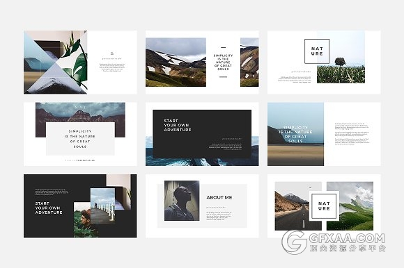 简约大气摄影图片展示杂志画册PPT模板 - 顶尖PPT