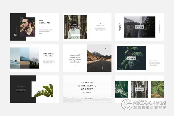 简约大气摄影图片展示杂志画册PPT模板 - 顶尖PPT