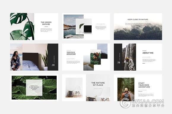 简约大气摄影图片展示杂志画册PPT模板 - 顶尖PPT