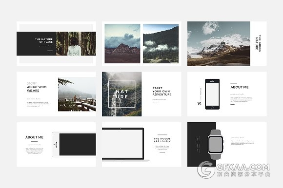 简约大气摄影图片展示杂志画册PPT模板 - 顶尖PPT