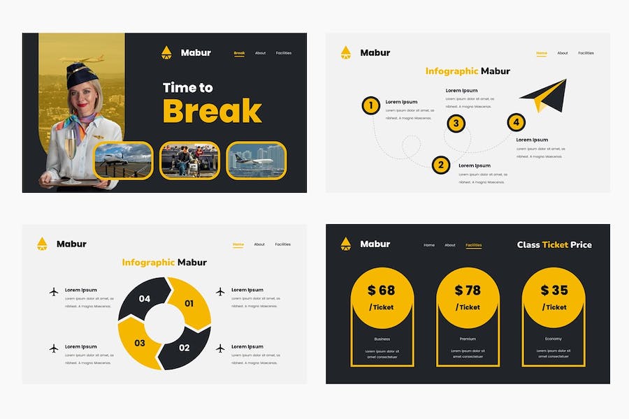 航空公司业务运营展示PPT模板 - 顶尖PPT