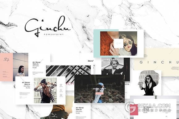 简约摄影模特写真图片排版展示PPT模板 - 顶尖PPT