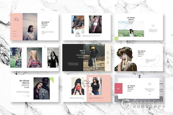 简约摄影模特写真图片排版展示PPT模板 - 顶尖PPT