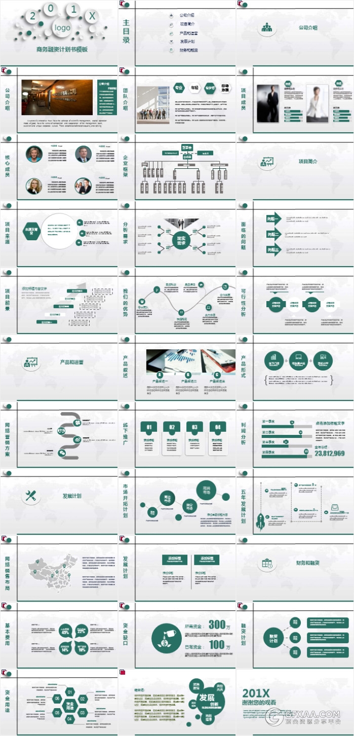 微粒体商务融资计划书PPT模板 - 顶尖PPT