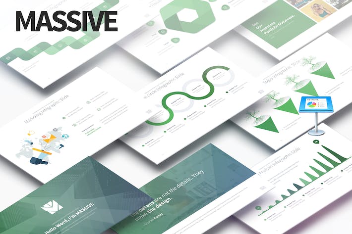 绿色数据分析商务通用图形图表keynote模板 - 顶尖PPT