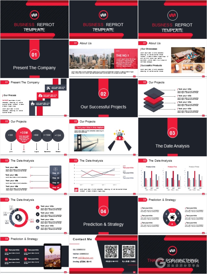 黑红搭配企业数据分析总结PPT模板 - 顶尖PPT