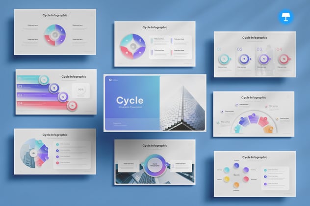 渐变色微立体圆形图形Keynote模板 - 顶尖PPT