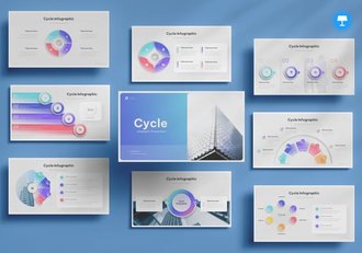 渐变色微立体圆形图形Keynote模板 - 顶尖PPT