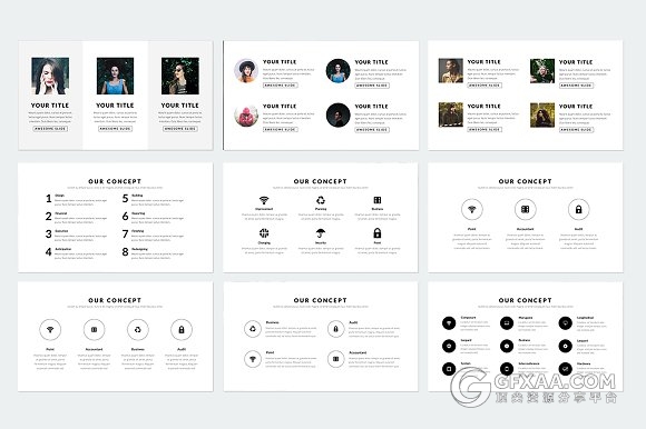 500多页简约商务多种逻辑图标PPT模板 - 顶尖PPT