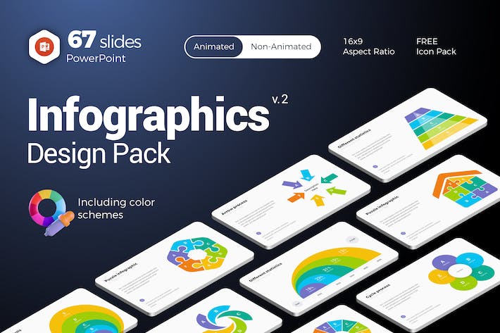 多色彩商务圆形箭头信息图表PPT模板 - 顶尖PPT