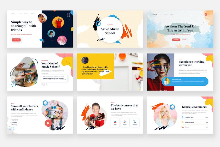 艺术音乐学校主题展示PPT模板 - 顶尖PPT