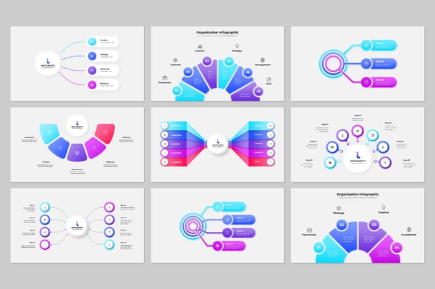 彩色流程图组织架构图形keynote动画模板 - 顶尖PPT