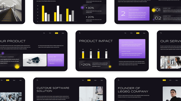 紫黄配色技术展示业务合作PPT模板 - 顶尖PPT