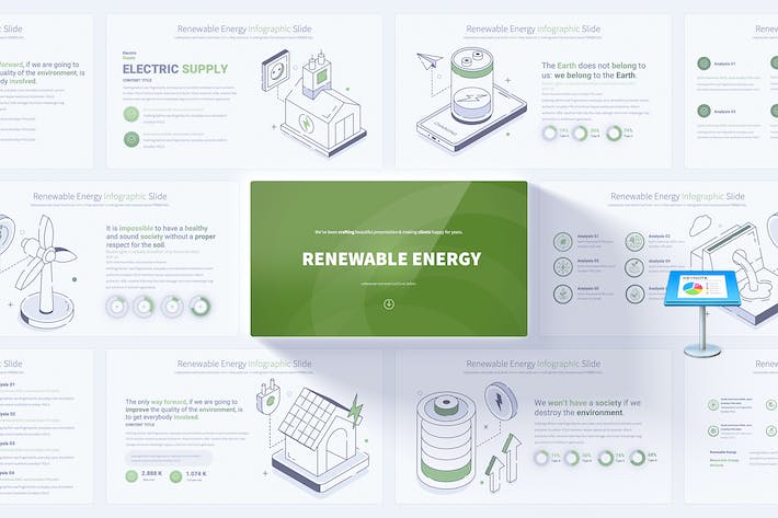 可再生能源图形插画Keynote模板 - 顶尖PPT