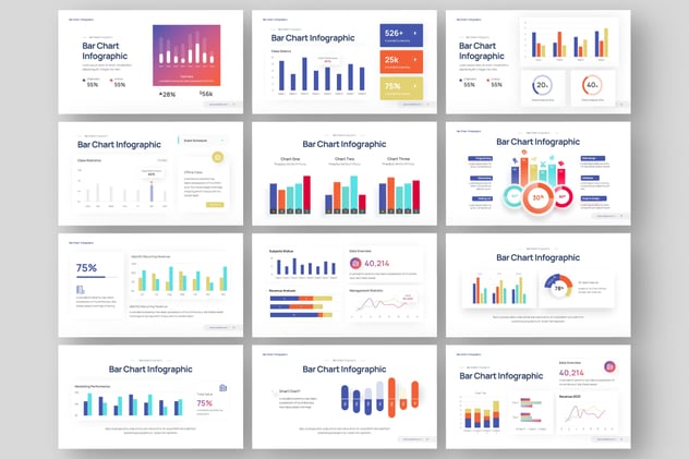 条形图数据信息图形PPT模板 - 顶尖PPT