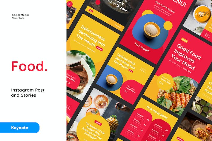 美食餐饮Instagram营销推广Keynote模板 - 顶尖PPT