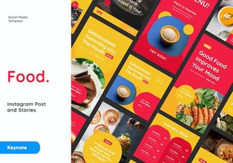 美食餐饮Instagram营销推广Keynote模板 - 顶尖PPT