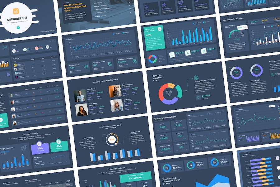 社交媒体报告网络数据分析PPT模板 - 顶尖PPT