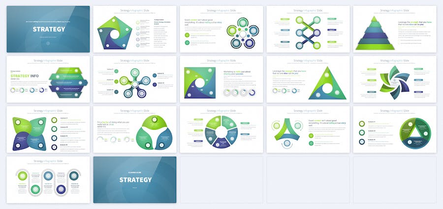 循环聚合战略信息图形图表PPT模板 - 顶尖PPT