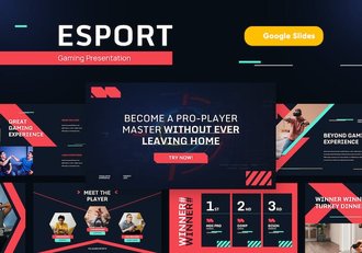 红黑色电竞游戏科技谷歌PPT模板 - 顶尖PPT