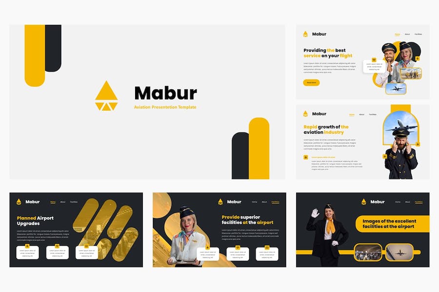 航空公司业务运营展示PPT模板 - 顶尖PPT