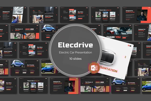 新能源电动汽车主题PPT模板 - 顶尖PPT